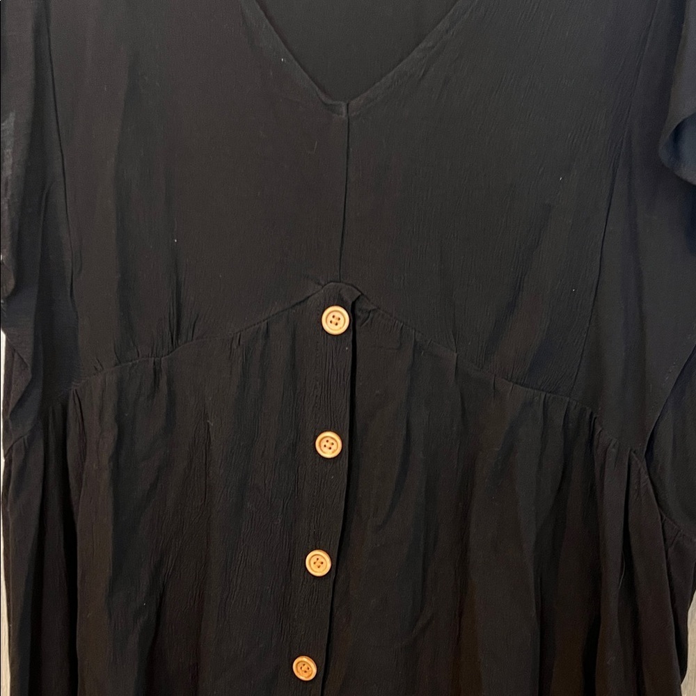 BloomChic Black V-Neck Blouse with Button Detail - Picture 6 of 9